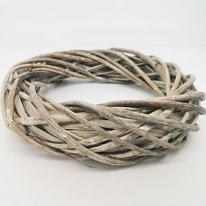 Proutěný věnec šedý 25 cm