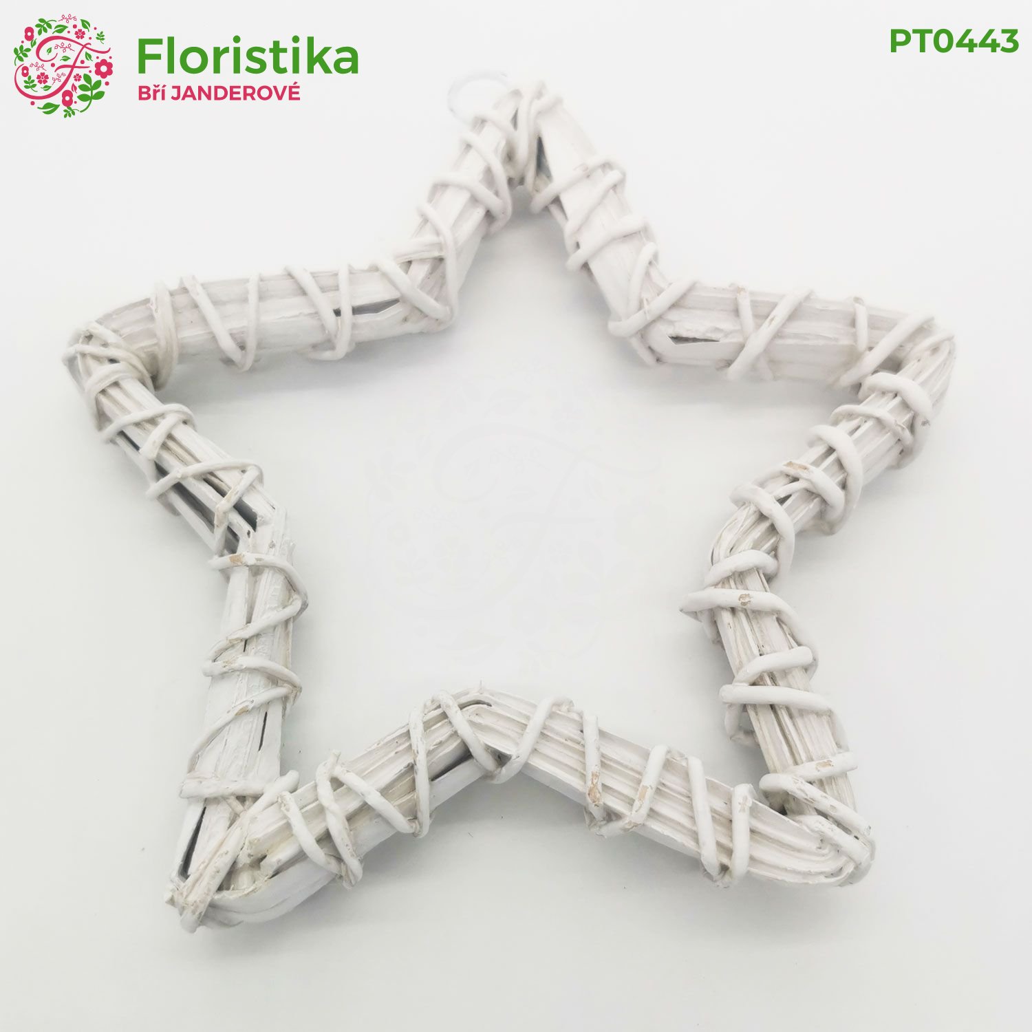 Biela prútená poinsettia na zavesenie