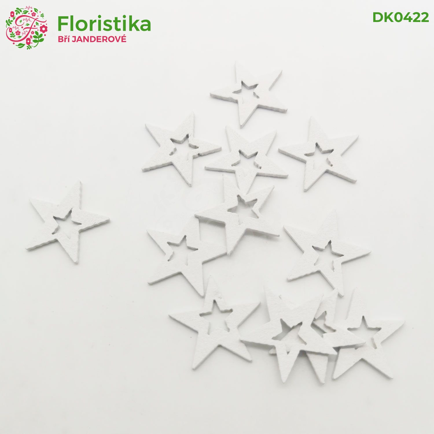 Dřevěná bílá hvězdička výřez 3 cm - 36 ks