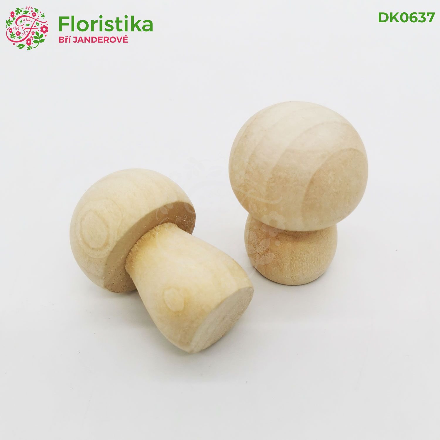 Dřevěná houba bílá 3cm/6ks