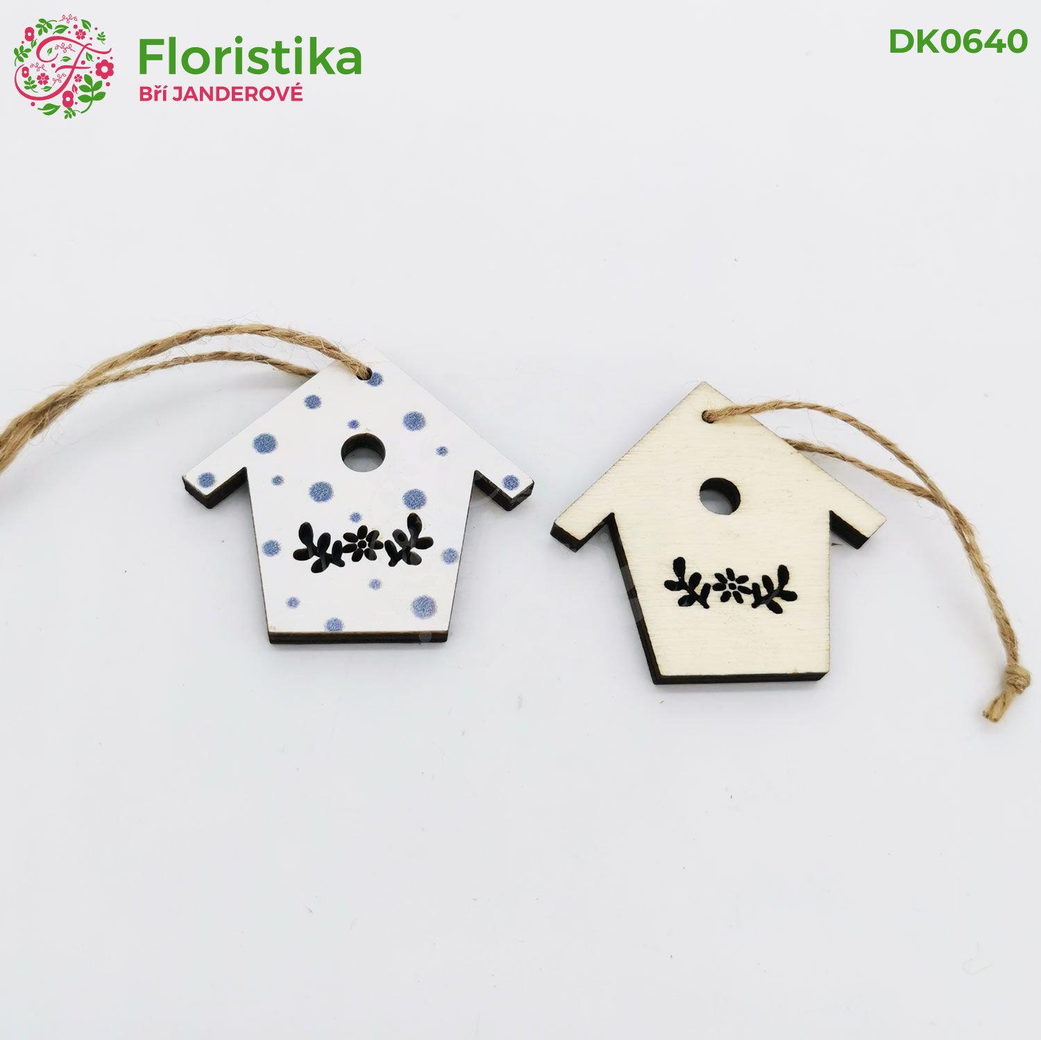 Dřevěná závěsná budka bílá 5cm/6ks