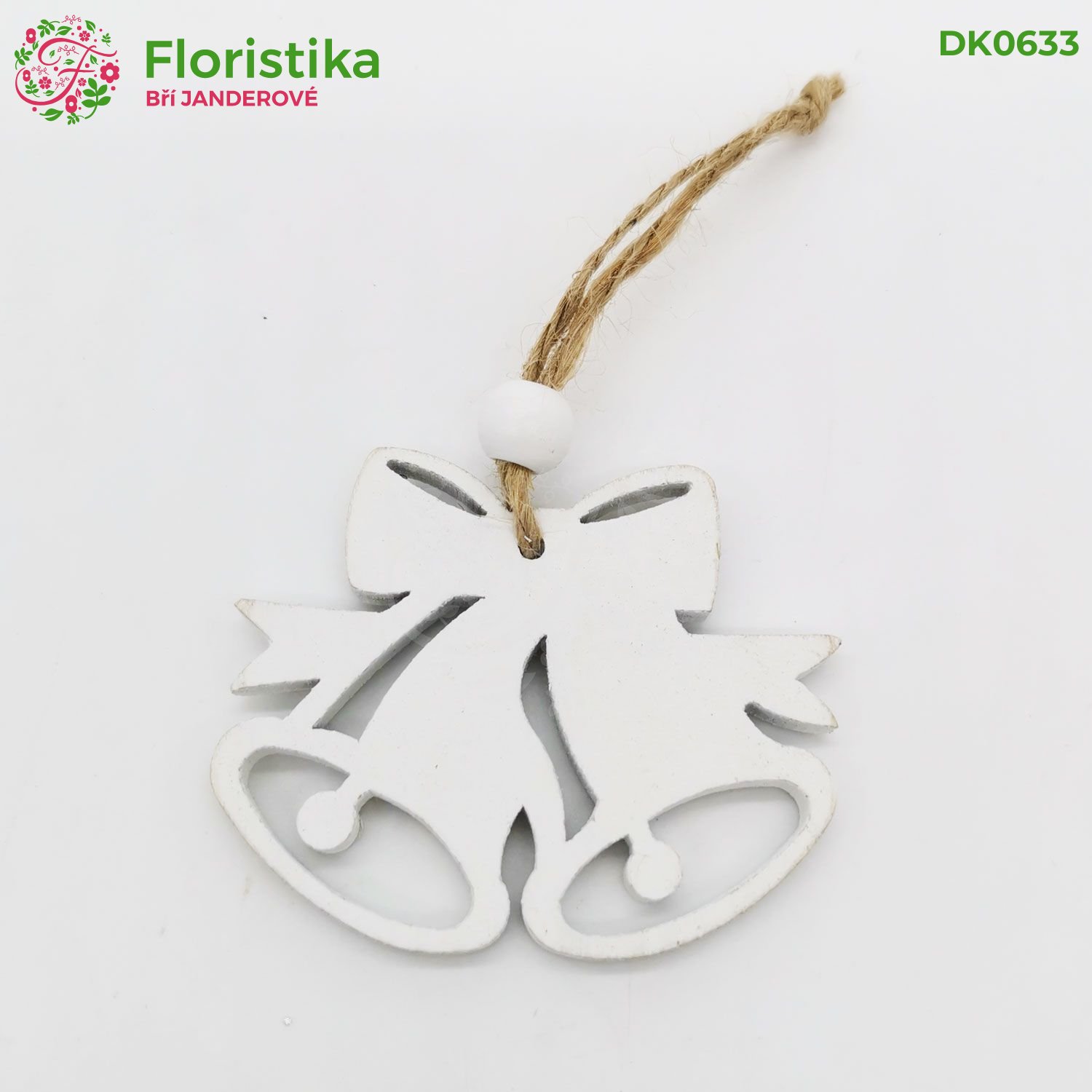 Dřevěný 2 zvonek bílý - 6,5cm/3ks