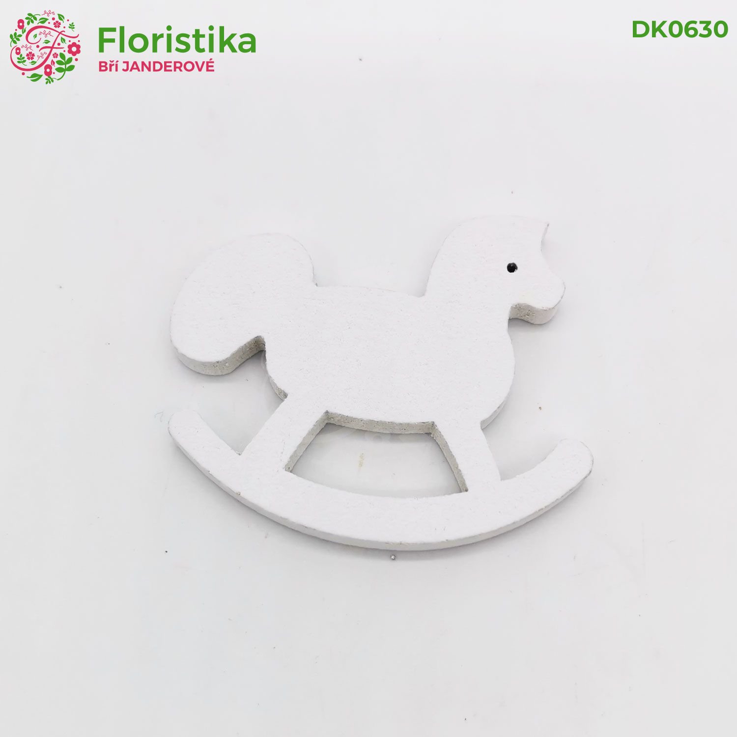 Dřevěný houpací koník bílý 6cm/6ks