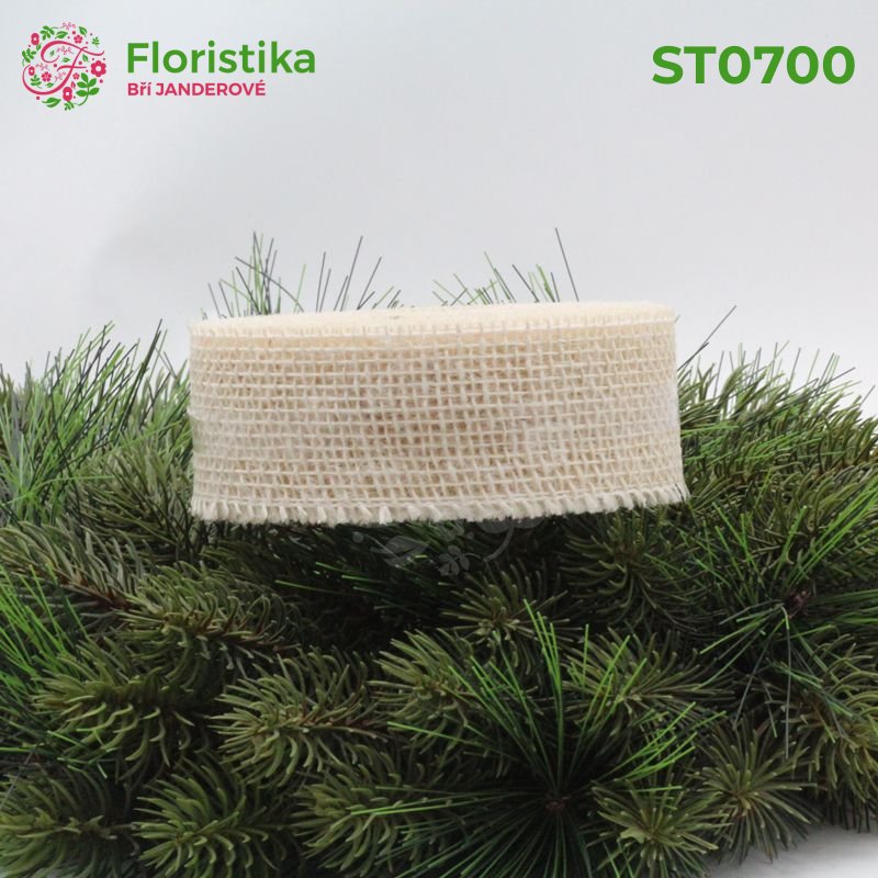 ST2691 Jutová stuha 5/10 krémová/ sv.béžová