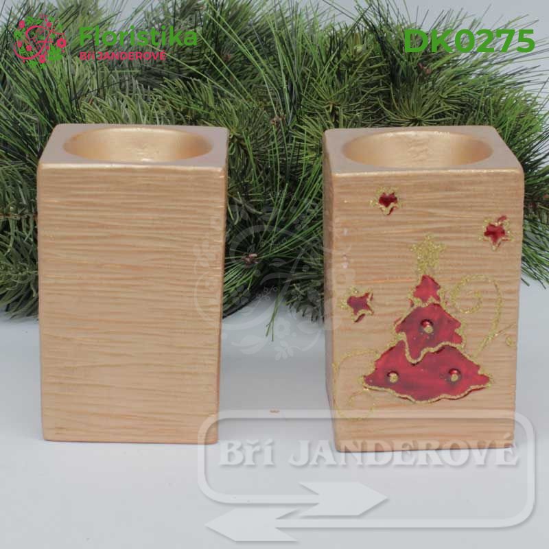 Keramický podstavec na čajovou svíčku, zlatý – 10 × 6 cm