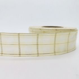 Kostková stuha zlatokrémová mřížka 4/25m