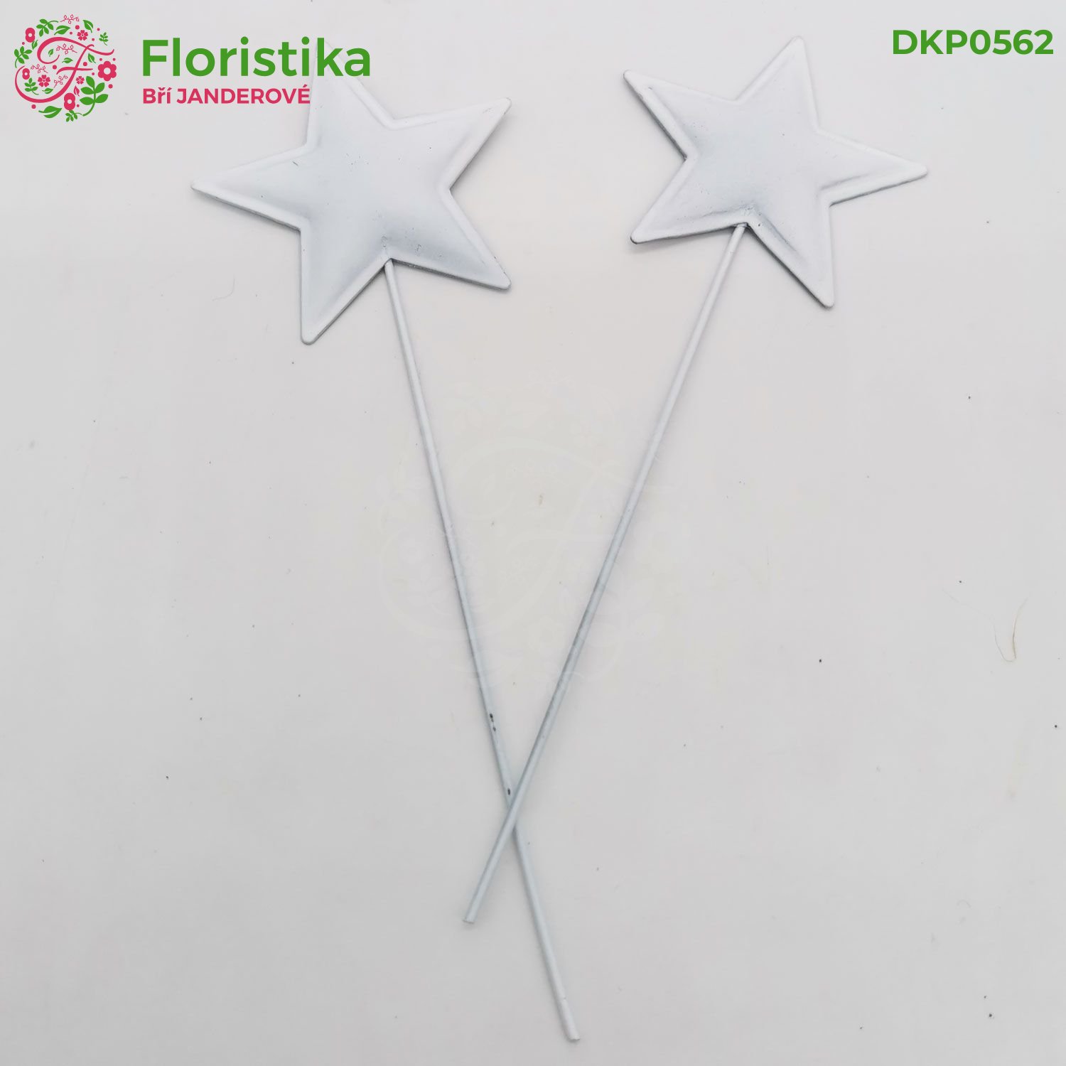 Kovová hvězda bílá – zápich, 6 cm, 12 ks