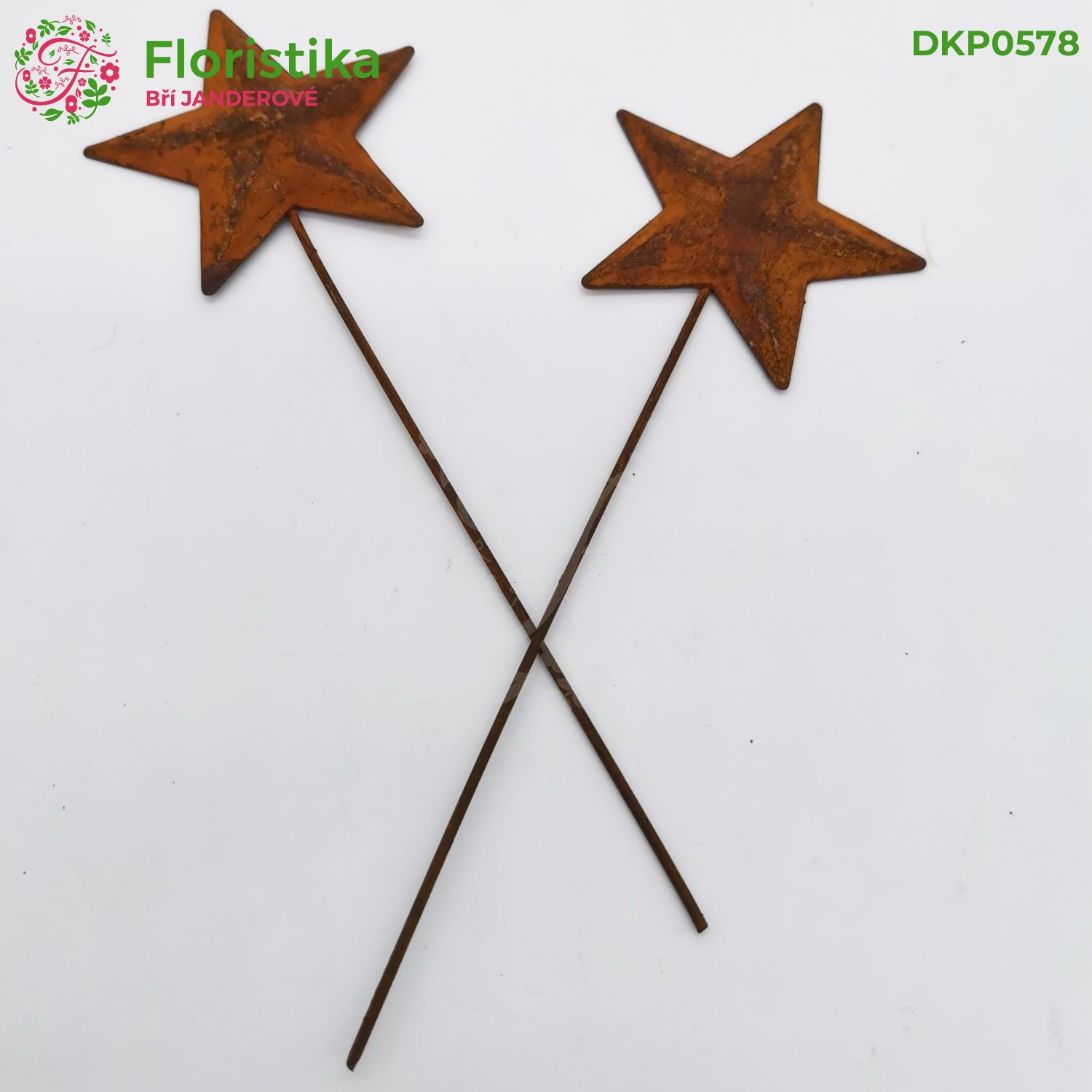 Kovová vintage hvězda – zápich, 6 cm, 12 ks