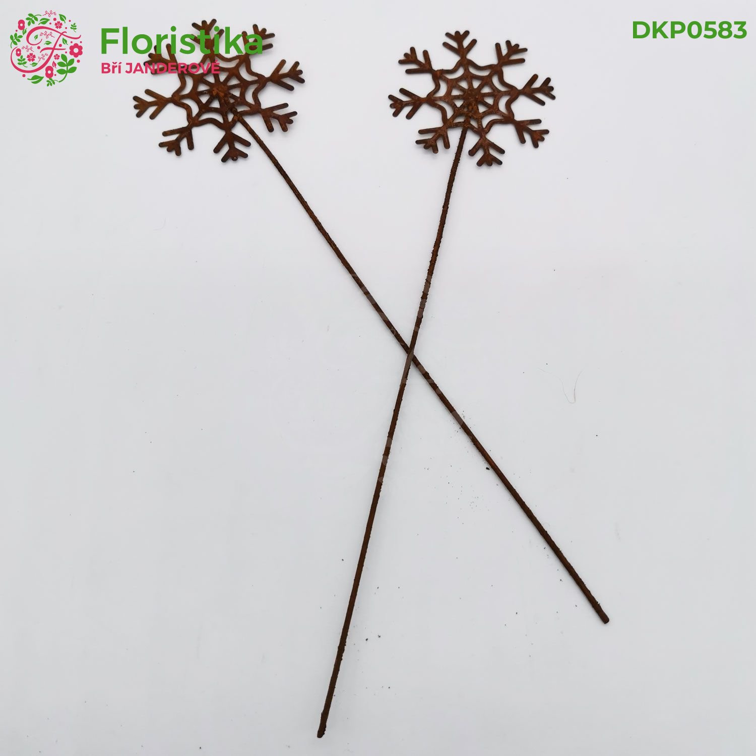 Kovová vločka zápich – vintage, 6 cm , sada 12 ks