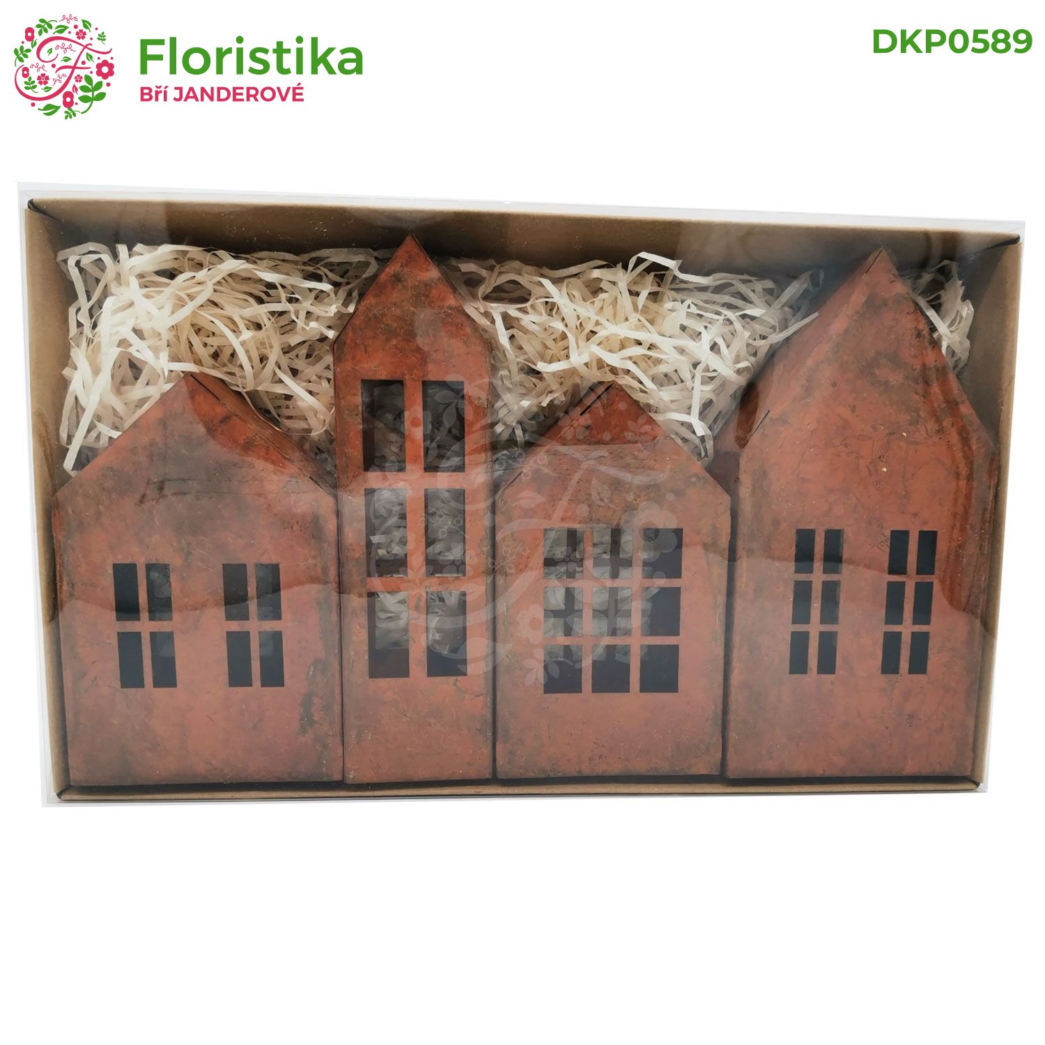 Kovový domeček vintage - dárkový box 4 ks