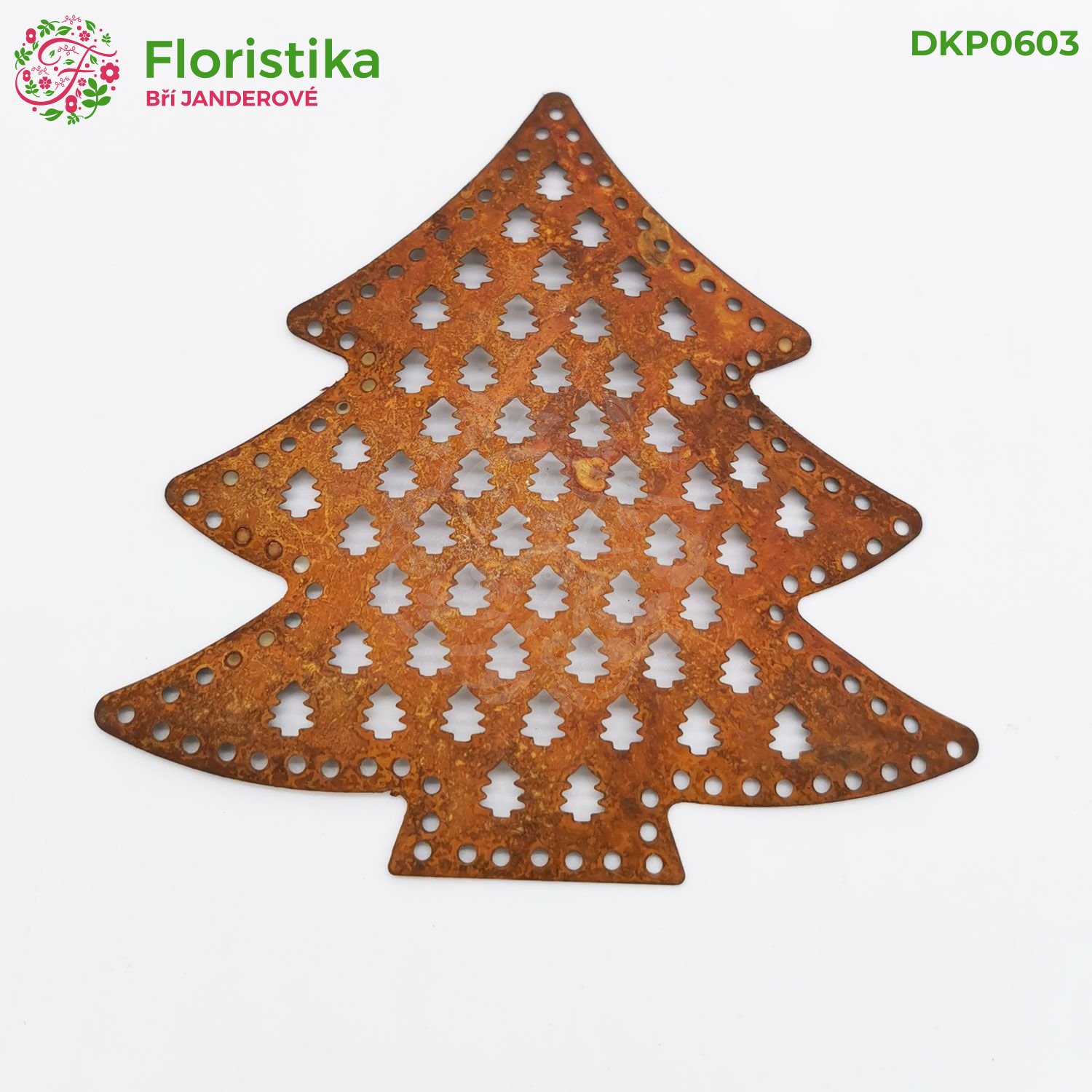 Kovový stromek perforovaný - vintage, 10 cm, sada 6 ks