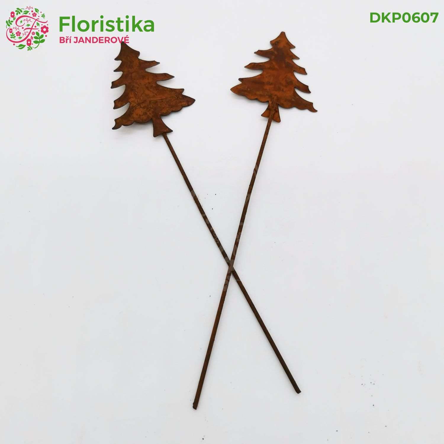 Kovový stromek zápich - vintage, 4 cm, sada 18 ks