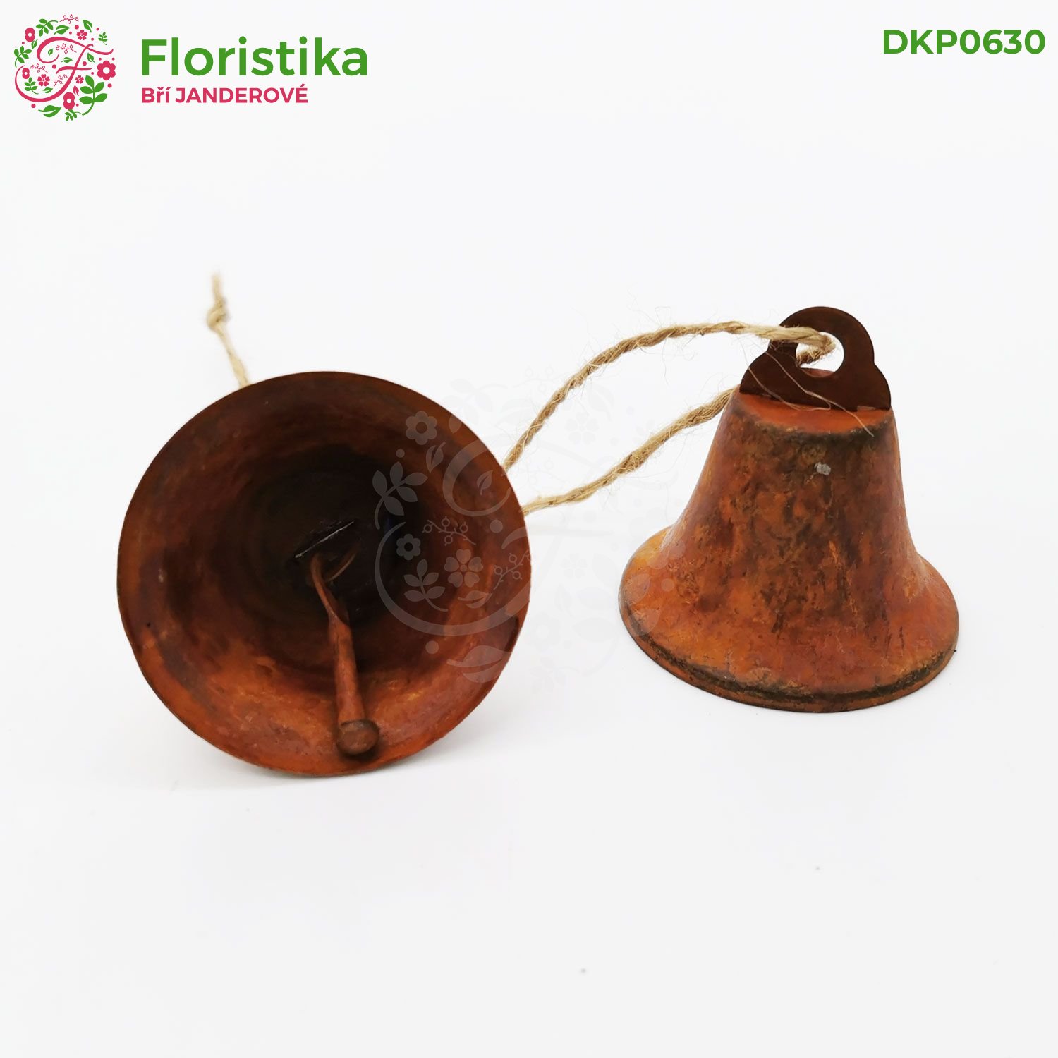 Kovový závěsný zvonek - vintage, 5 cm, sada 6 ks