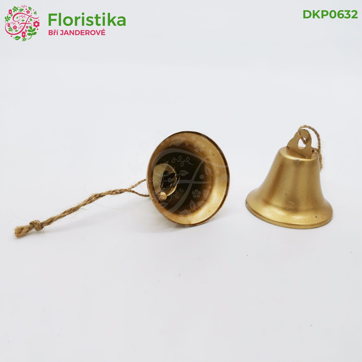 Kovový zvonček na zavesenie - zlatý, 5 cm, sada 6 kusov