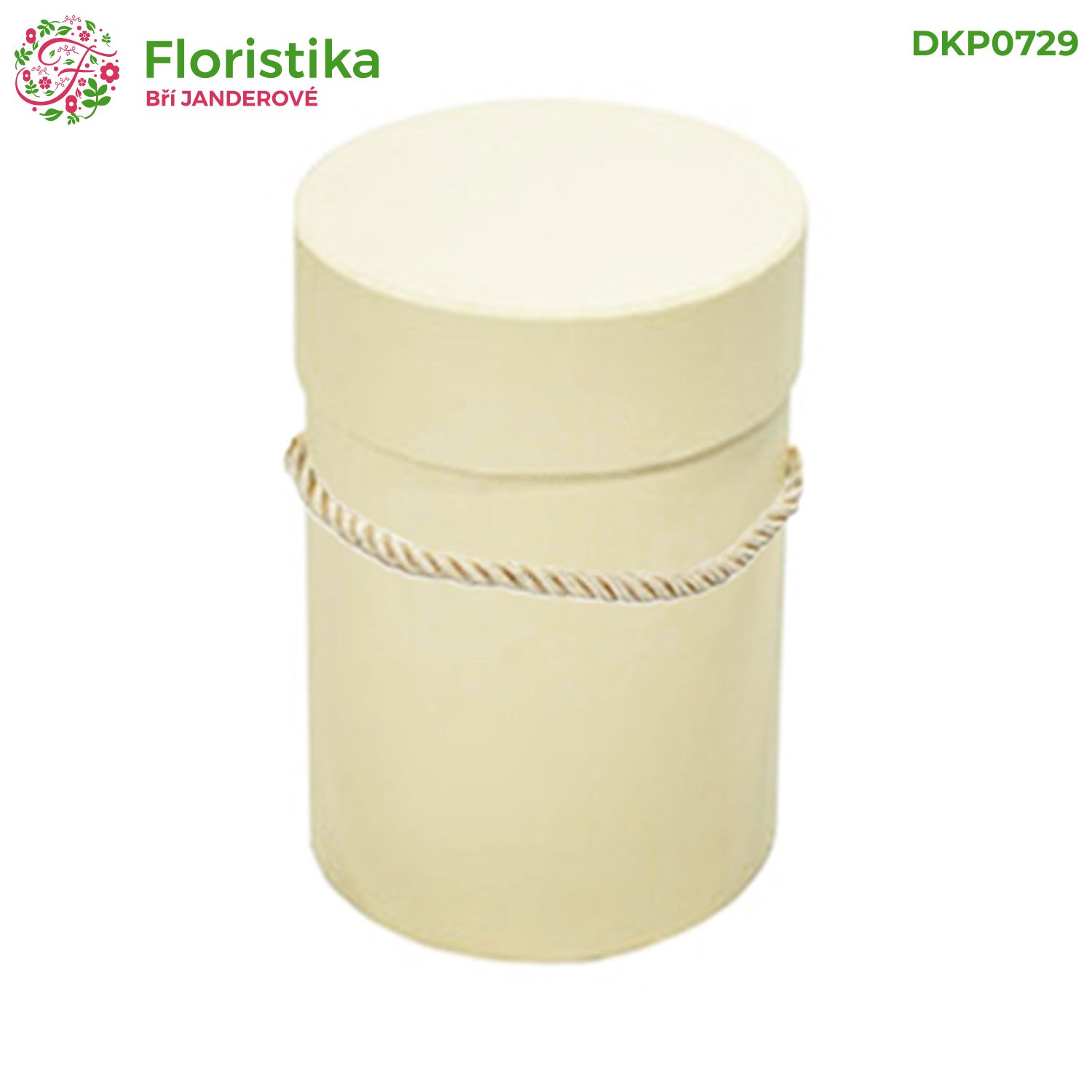 Kulatý flower box s víčkem a ozdobnou šňůrkou – 18x13,5 cm