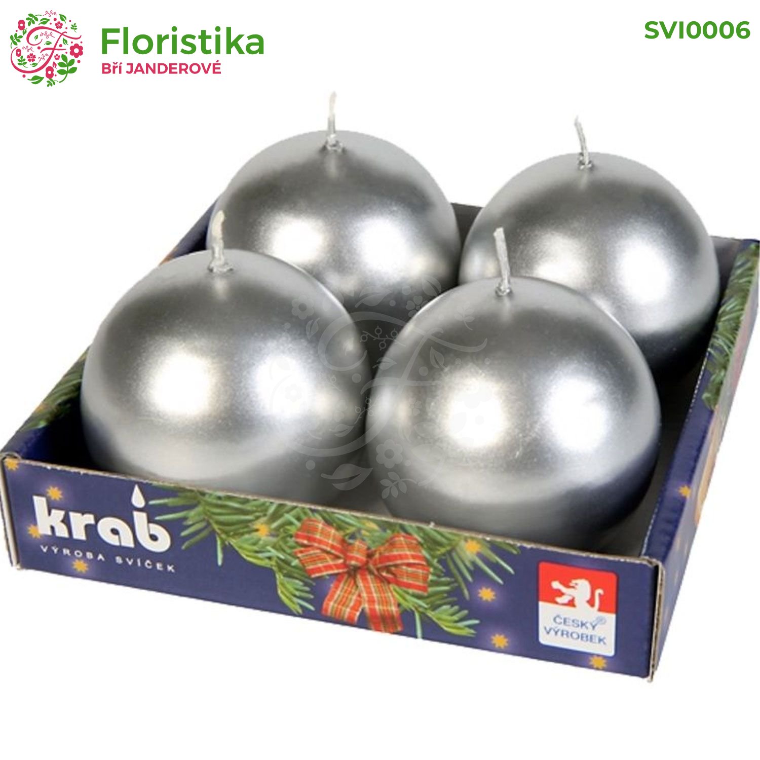 Metalická svíčka adventní koule 60 mm