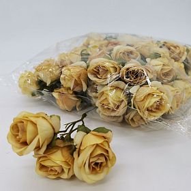 Mini hlavičky látkových růží poupata pro dekorace / 24ks