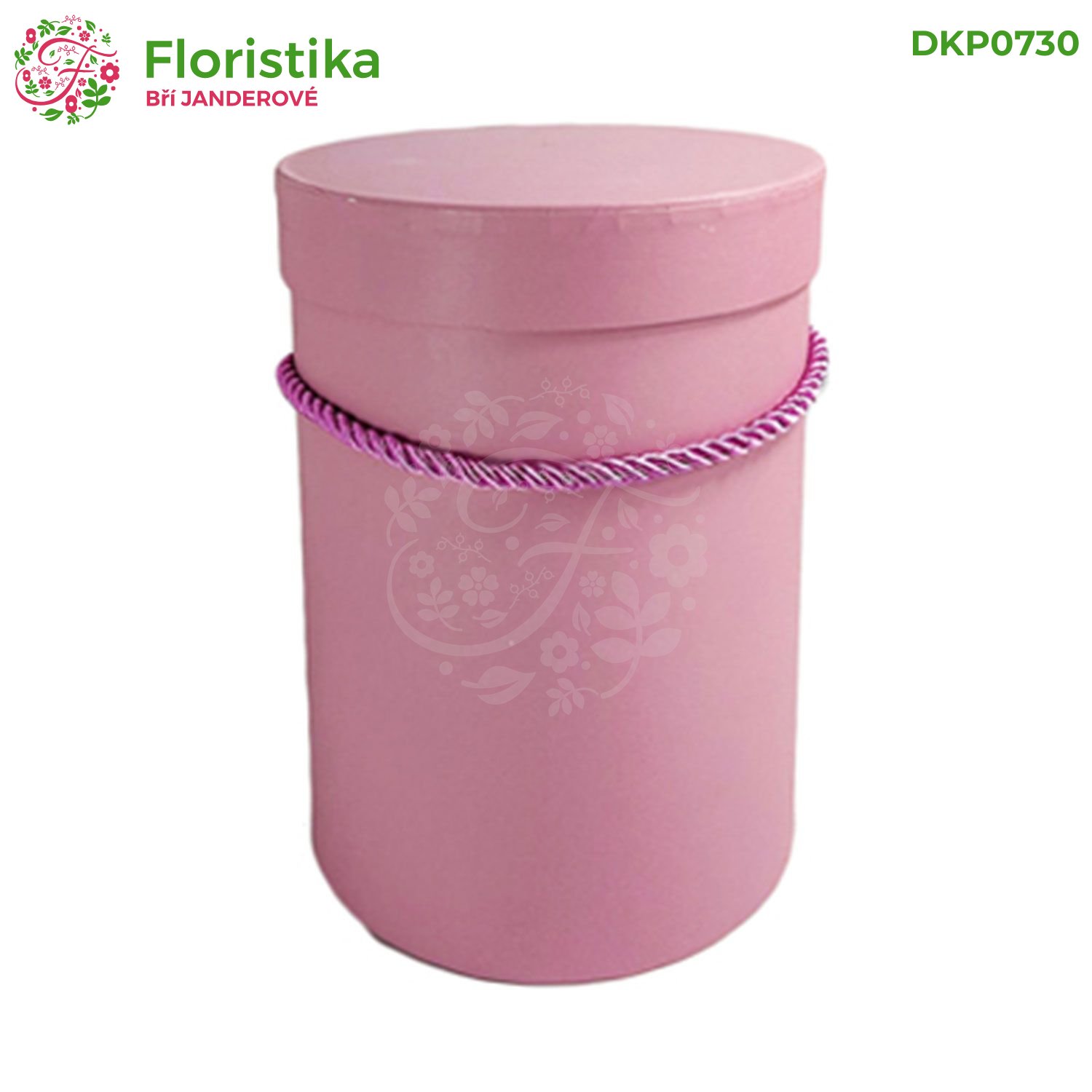 Okrúhly box na kvety s vekom a ozdobným povrázkom - 18x13,5 cm