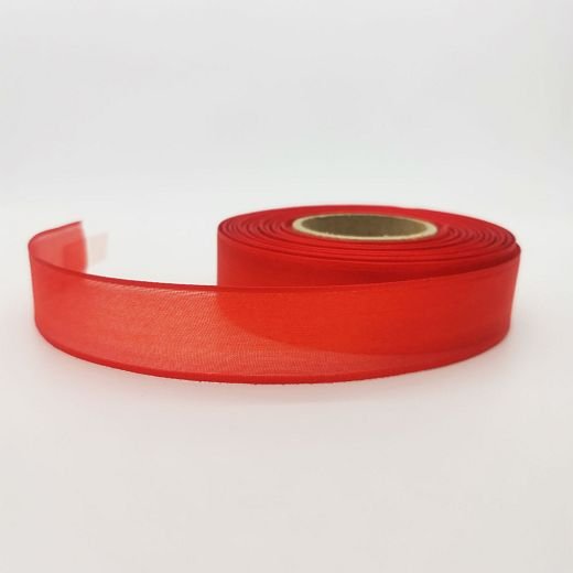 ST3483 Plátnová stuha taftová s drátem - 2,5cm/25m - červená