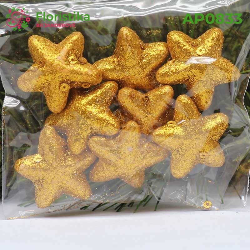 AP0833 Polystyrénové 3D hvězdičky 3 cm s flitry