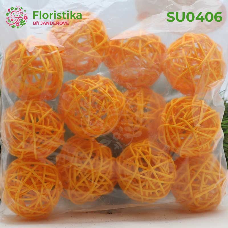 SU0349 Ratanová guľa 10 cm - 12 ks Žltá