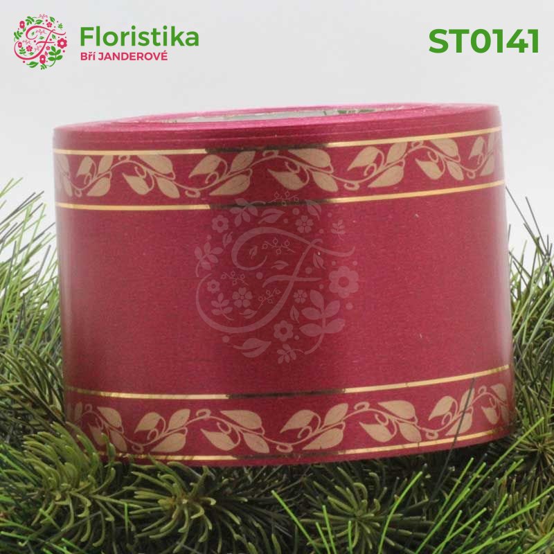 ST2642 Smuteční stuha dekor lístečky 8/50