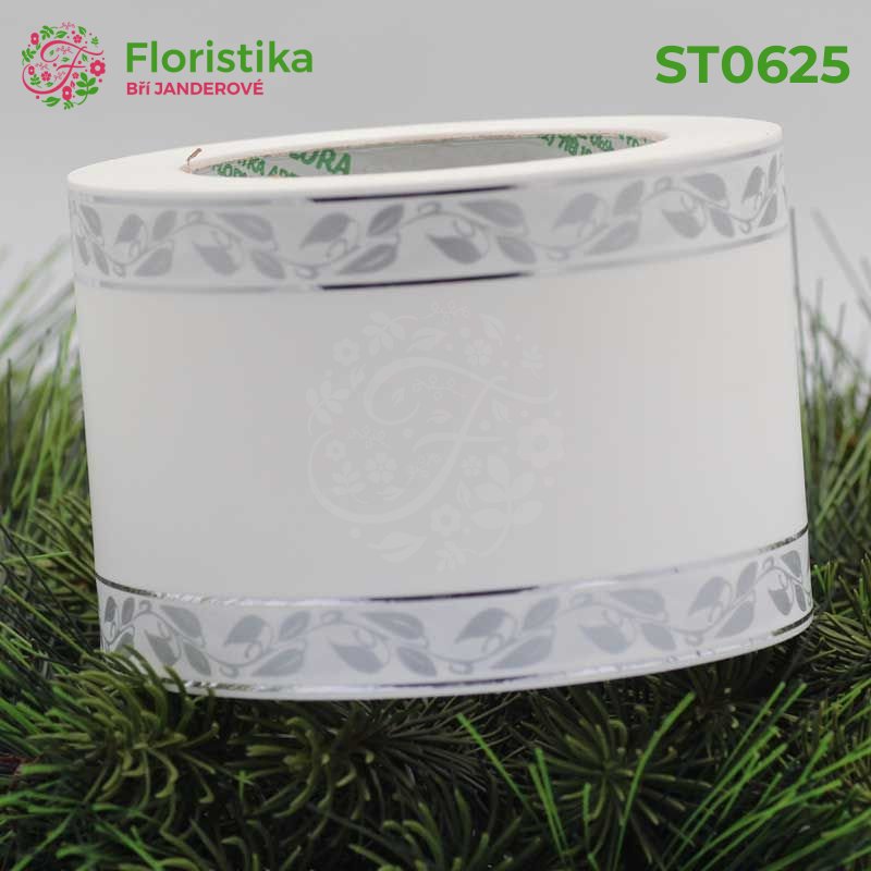 ST2642 Smuteční stuha dekor lístečky 8/50