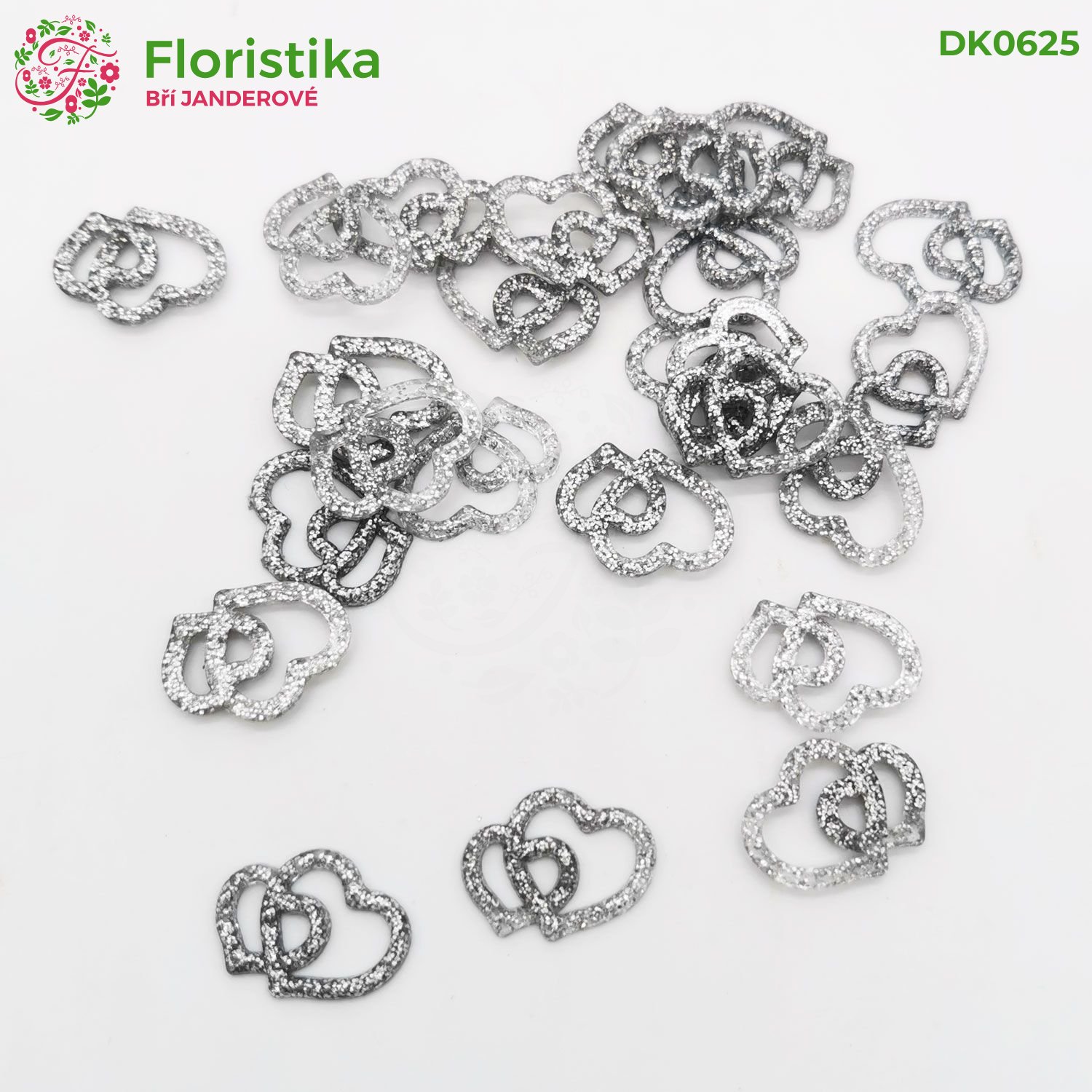 Svatební srdíčka 2cm/24ks - stříbrné