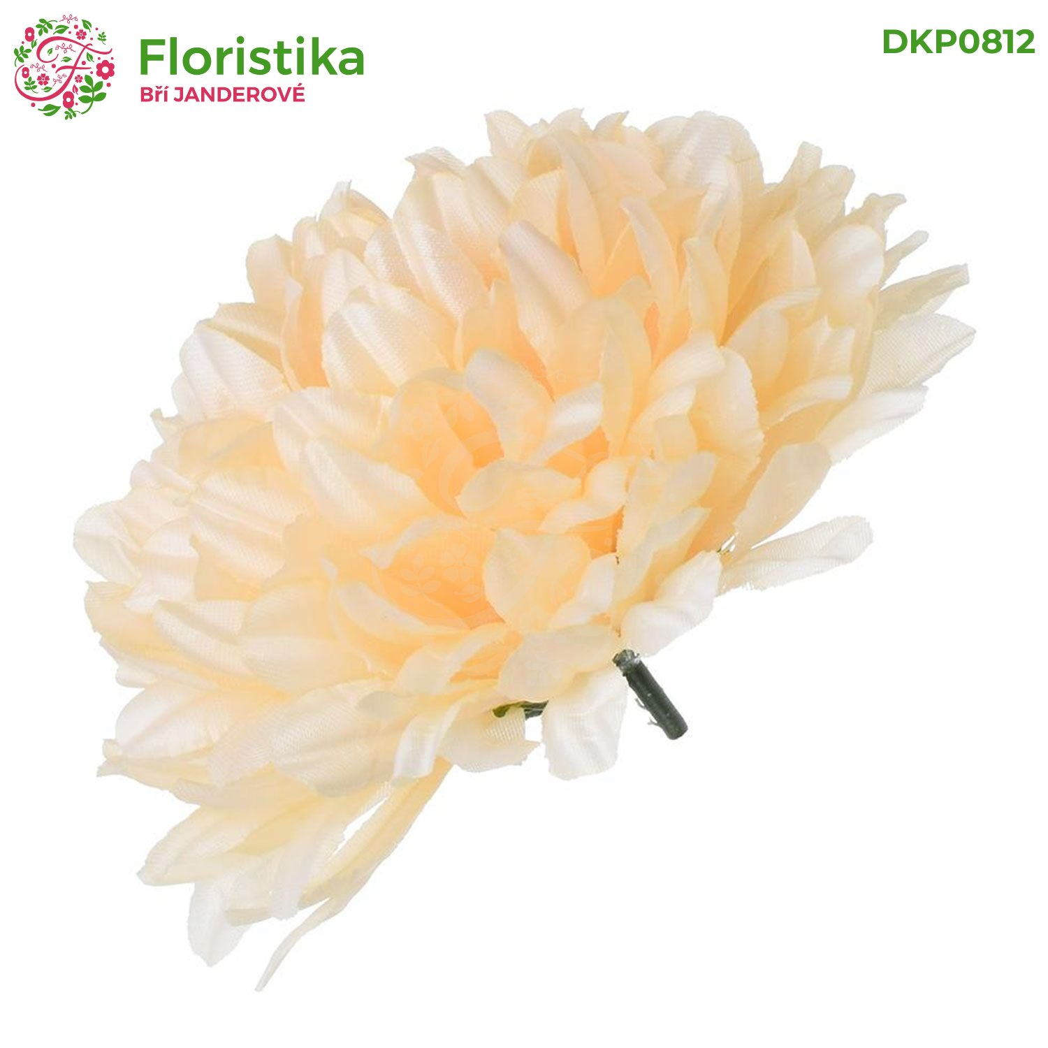 Umělá hlava chryzantémy světle meruňková – ø 15 cm (balení 12 ks)