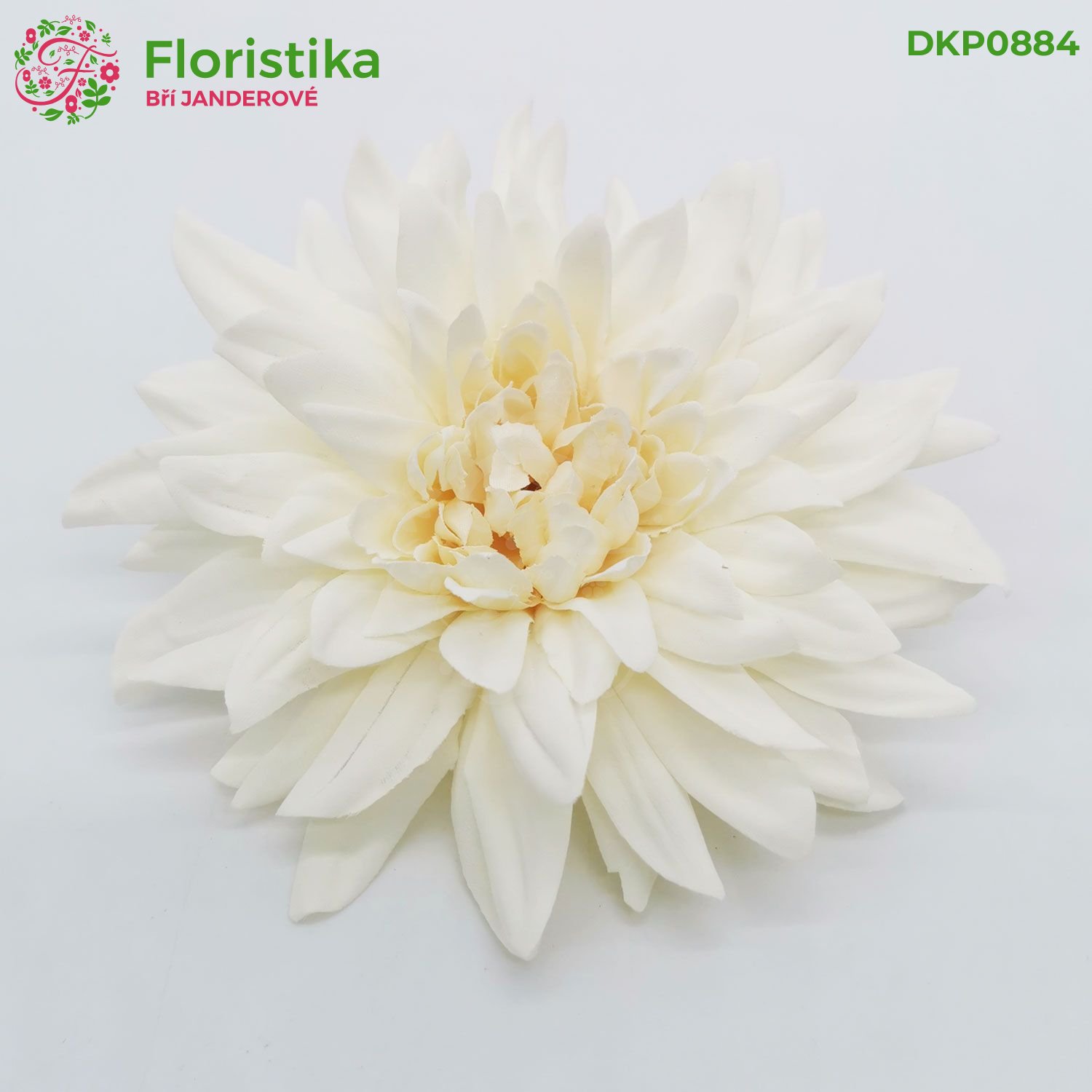 Umělá hlava jiřiny (dahlia) krémová – ø 14 cm (balení 12 ks)