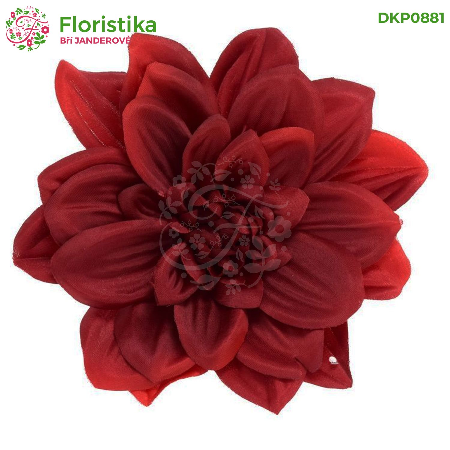 Umělá hlava jiřiny (dahlia) tmavě červená / bordo – ø 14 cm (balení 12 ks)