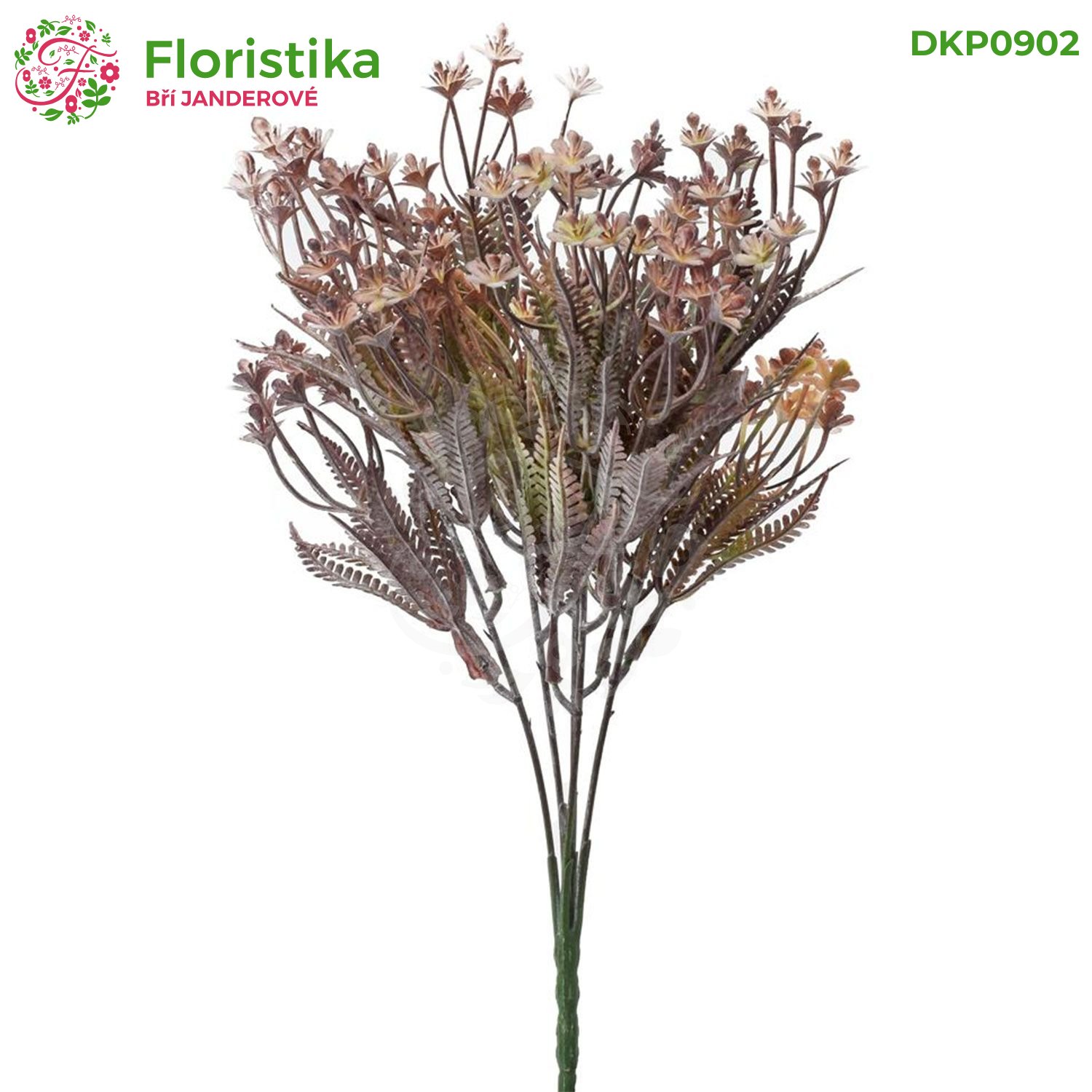 Umělá přízdobová zeleň krémovo-fialovo-růžová – 30 cm (balení 2 ks)