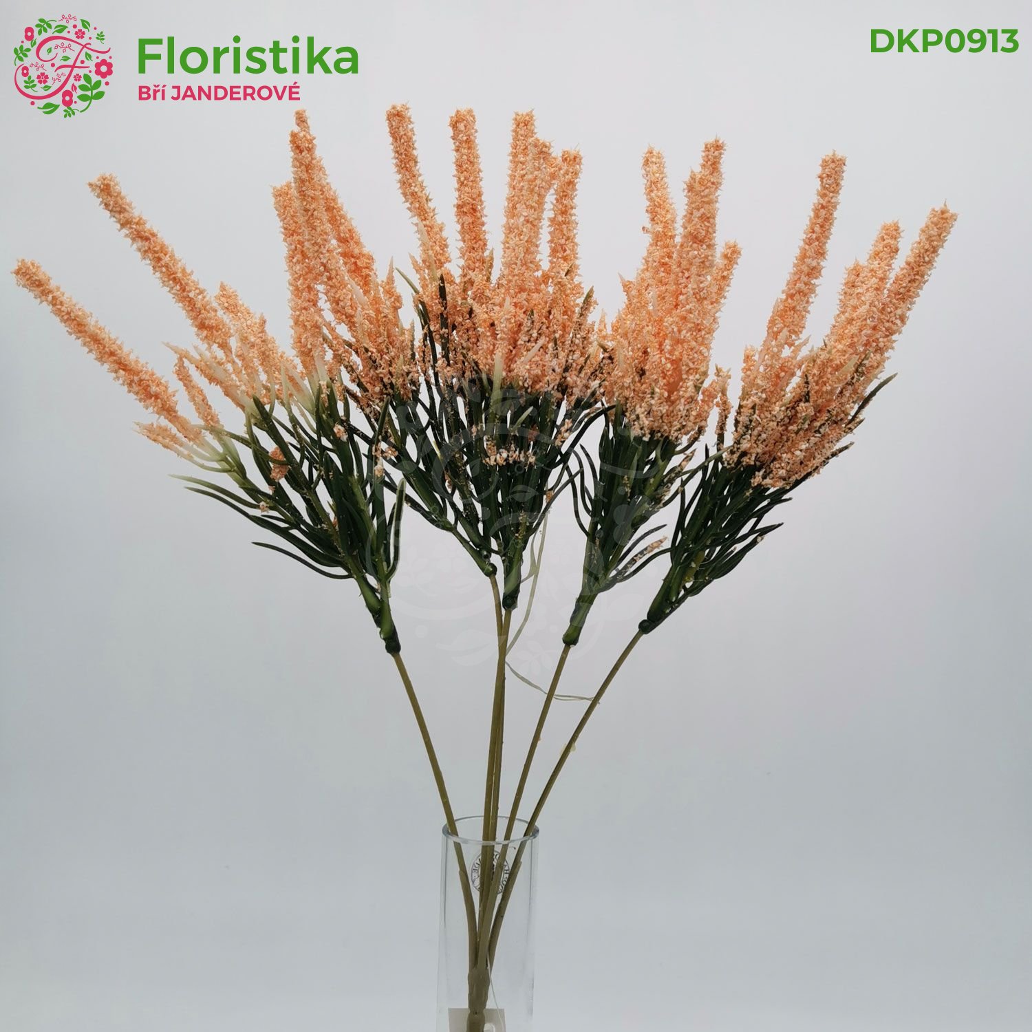 Umělá přízdobová zeleň Veronika růžovo-oranžová – 34 cm (balení 2 ks)