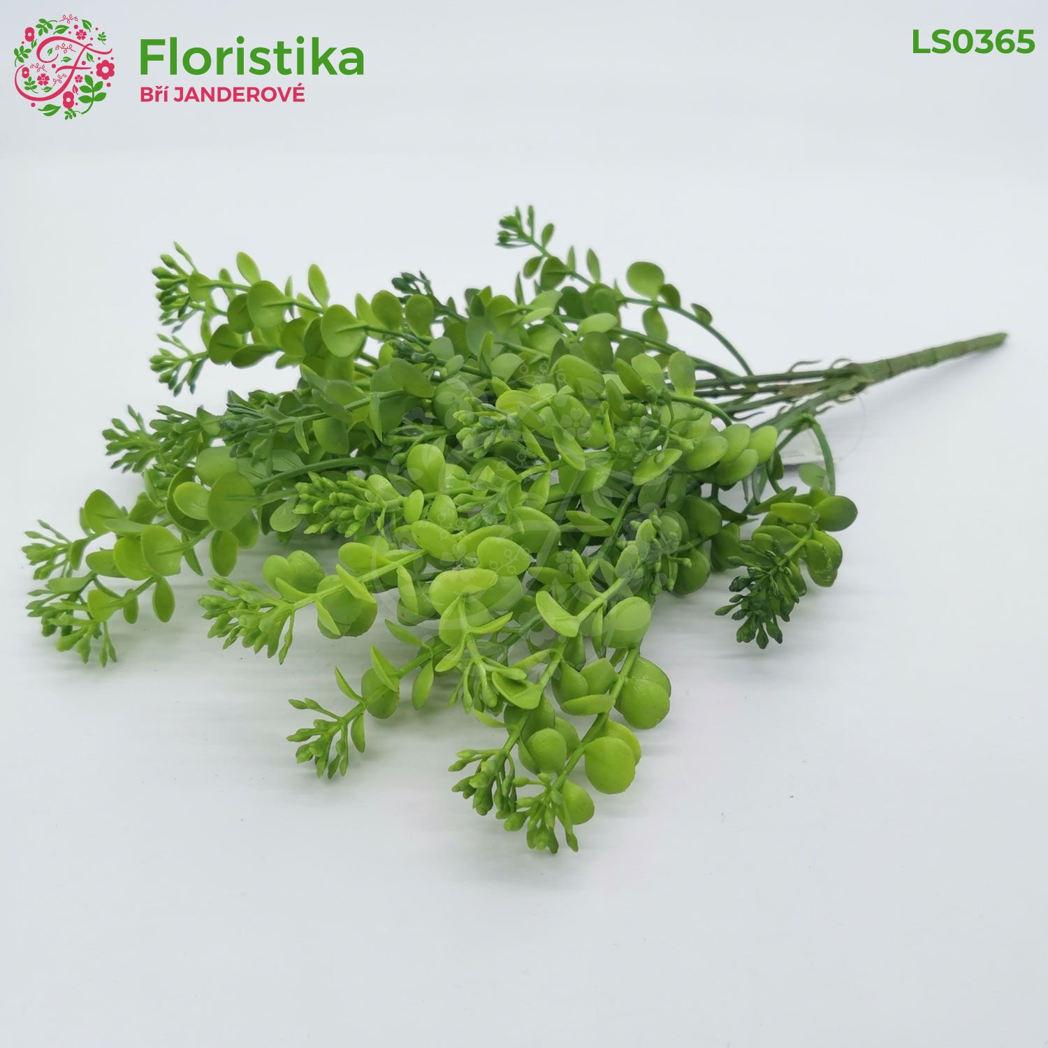 Umělá zeleň Penízek rolní – zápich (39 cm, 5 větviček, zelená) – set 2 ks