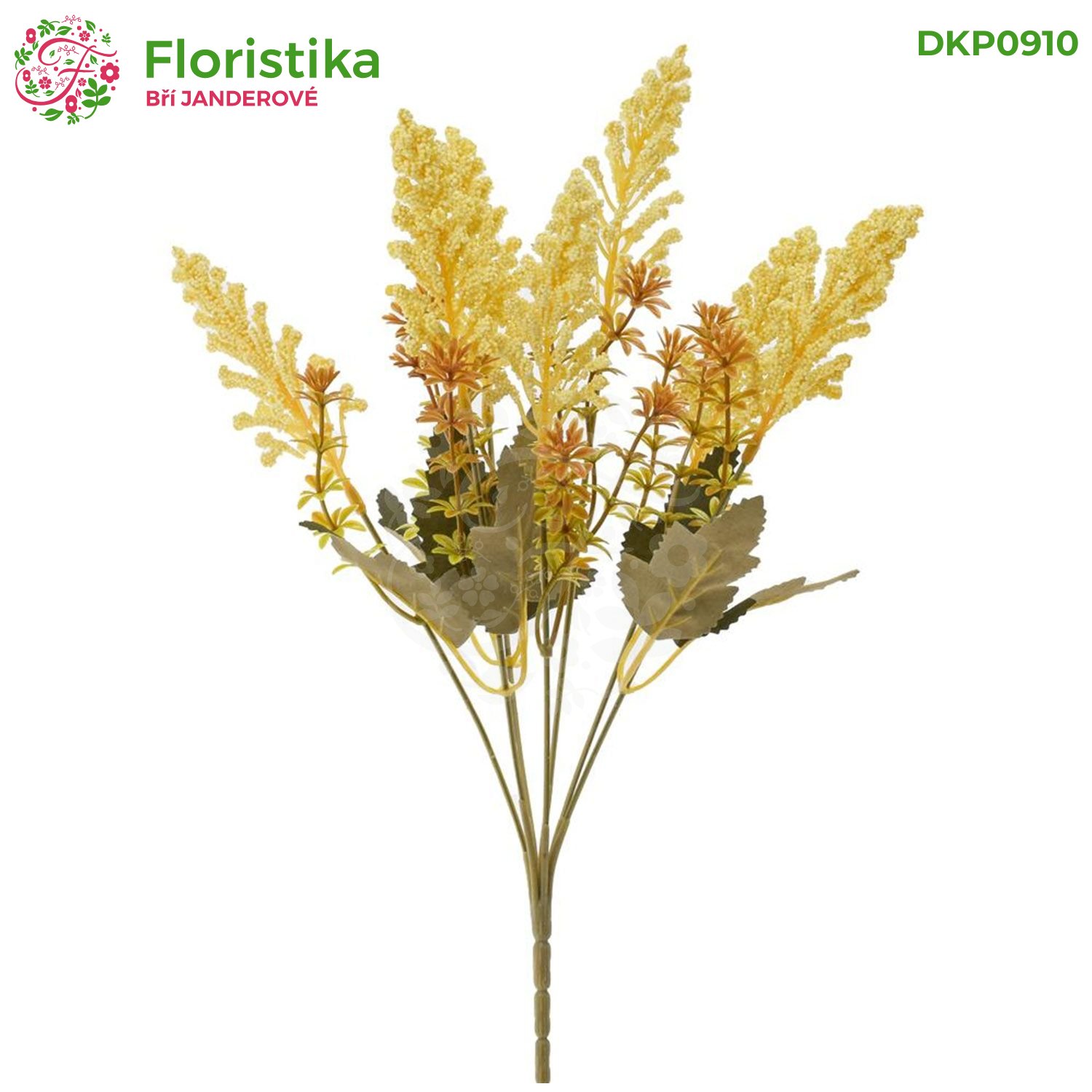 Umělá zeleň vřes světle žluto-krémový – 36 cm (7 větviček)