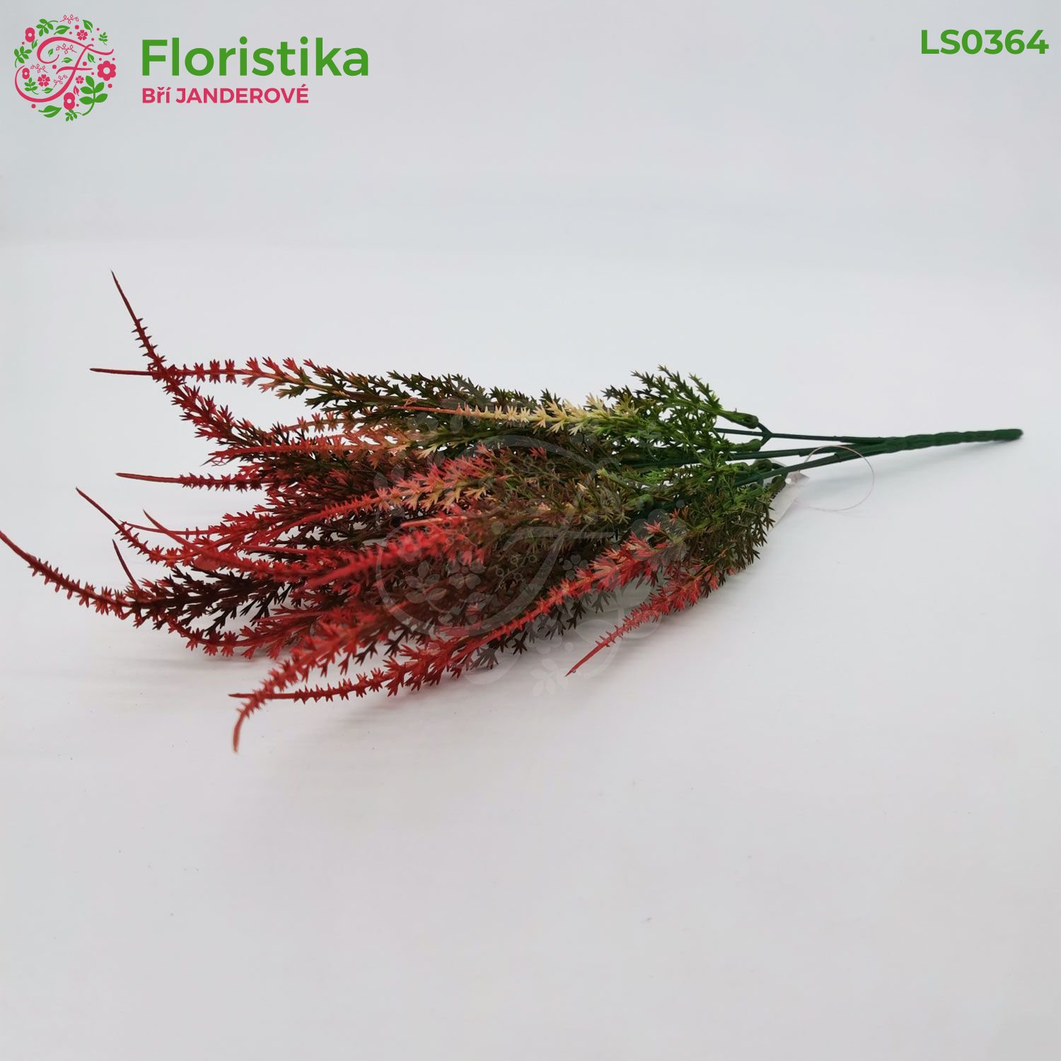 Umělý podzimní vřes – zápich (37 cm, 5 větviček, zelená a červeno-růžová) – set 2 ks