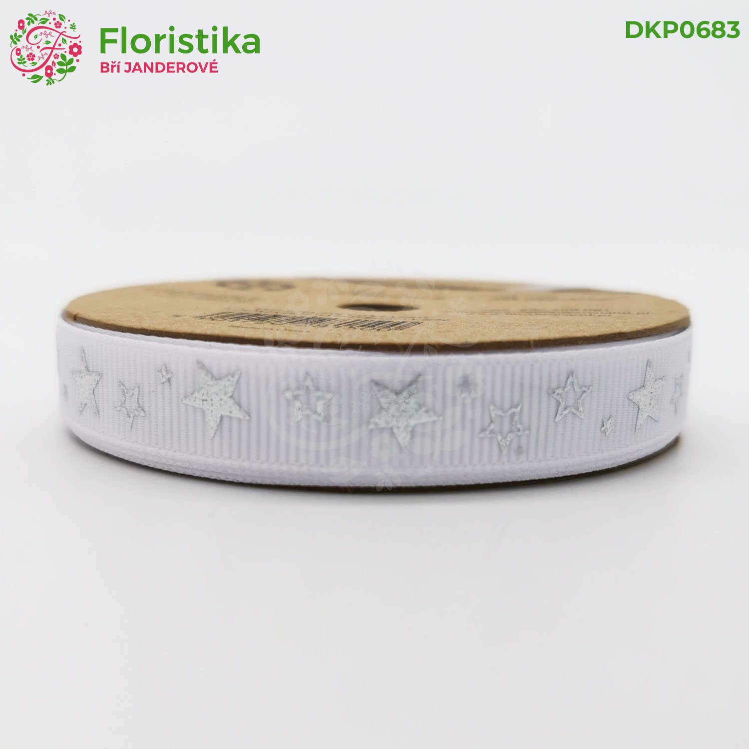 Vánoční rypsová stuha potisk hvězdičky 1.2/18