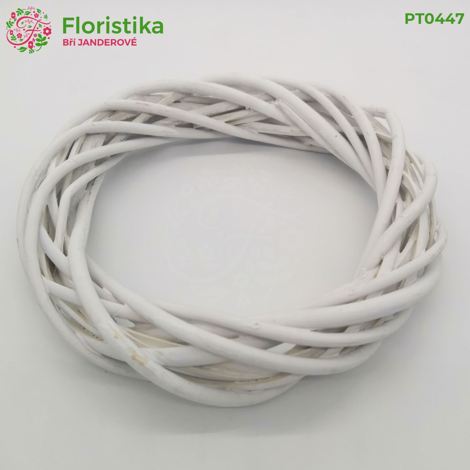 Vŕbový pletený veniec biely