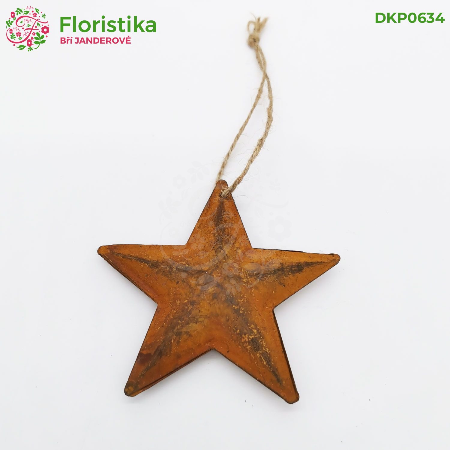 Závěsná 3D kovová hvězda - vintage, 10 cm, sada 2 ks