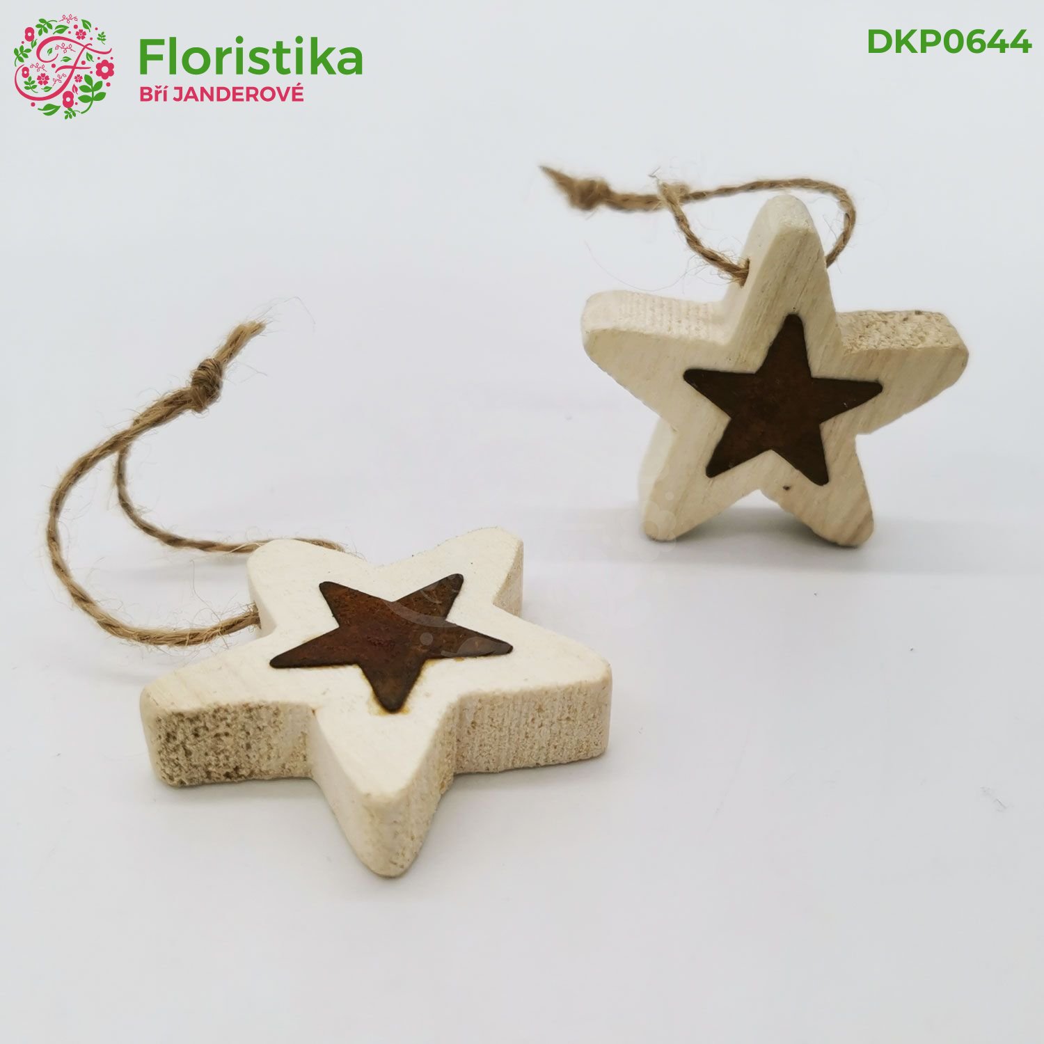 Závěsná kovová hvězda vintage / bílá - 4,5 cm, sada 8 ks