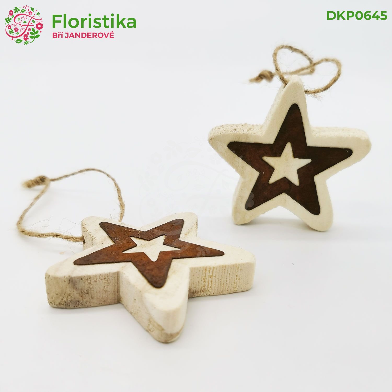 Závěsná kovová hvězda vintage / bílá - 6 cm, sada 6 ks